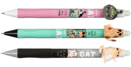 Ручка шариковая автоматическая Meshu, Сat Day, корпус ассорти, стержень синий