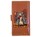 Кошелек на кнопке мини из натуральной кожи, 18×9×1 см, «Кот в шарфике», рыжий