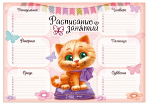 Расписание уроков А4 Sima-Land, 210×295 мм, «Для девочек»