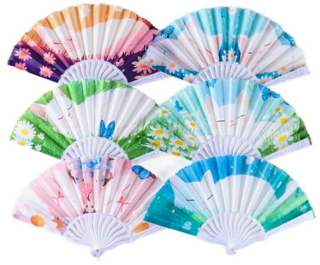 Веер складной «Спящие котики на полянке», 23 см, ассорти