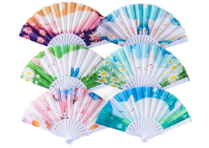 Веер складной «Спящие котики на полянке», 23 см, ассорти