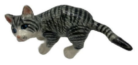 Фигурка фарфоровая №02, «Кот серый полосатый»