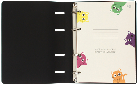 Тетрадь общая А5, 120 л. на кольцах BG, 160*215 мм, клетка, «Котики» Тетрадь общая А5, 120 л. на кольцах BG, 160*215 мм, клетка, «Котики»