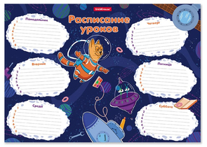 Расписание уроков ErichKrause А4, 210×297 мм, «Коты в космосе»