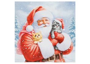 Салфетки сервировочные Sima-Land, 33×33 см, 20 шт., «Дед Мороз и котята»