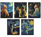 Тетрадь общая А5, 48 л. на скобе «Коты ночью», 165×203 мм, клетка, ассорти