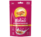 Лакомство для кошек Molina, 60 г, Healthy Skin & Shiny Coat, хрустящие подушечки с начинкой из лосося и краба Лакомство для кошек Molina, 60 г, Healthy Skin & Shiny Coat, хрустящие подушечки с начинкой из лосося и краба