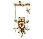 Брошь «Кот на качелях», 5 см, цвет чернёное золото