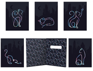 Тетрадь общая А5, 48 л. на скобе «Голографические кошки» Тетрадь общая А5, 48 л. на скобе «Голографические кошки»