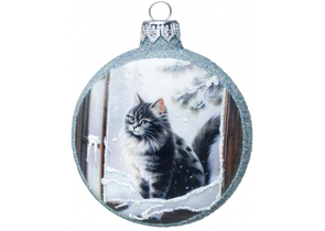 Украшение елочное стеклянное «Грай», 105×80×27 мм, «Медальон. Кот у окошка» Украшение елочное стеклянное «Грай», 105×80×27 мм, «Медальон. Кот у окошка»