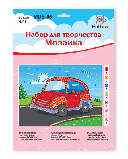Набор для творчества «Мозаика» Hobbius, 19,5*26,5 см, №08, «Котёнок», MDS-05 Набор для творчества «Мозаика» Hobbius, 19,5*26,5 см, №08, «Котёнок», MDS-05