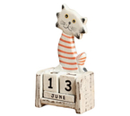 Благотворительный деревянный настольный календарь «Вечный», 7×4×14 см, «Полосатый кот» (англ.яз.: месяцы)