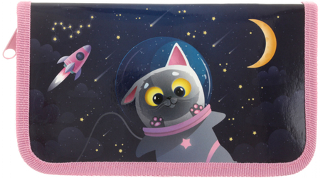 Пенал однокамерный SchoolFormat (большой), 190*115 мм, Space Cat