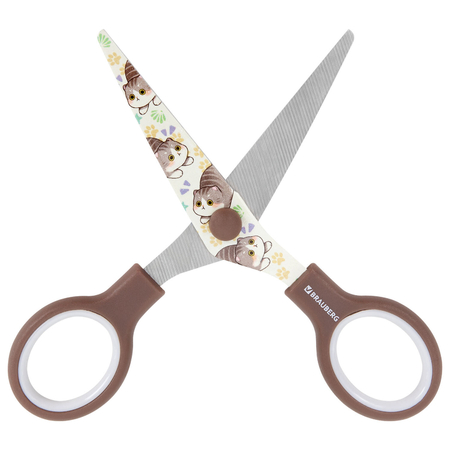 Ножницы канцелярские ErichKrause, 130 мм, «Милые котики» (ручки с прорезиненными вставками)