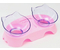 Миски пластиковые на подставке Sima-Land, 2 шт.: 500 мл, 30*15,5*12 см, прозрачные на розовой подставке