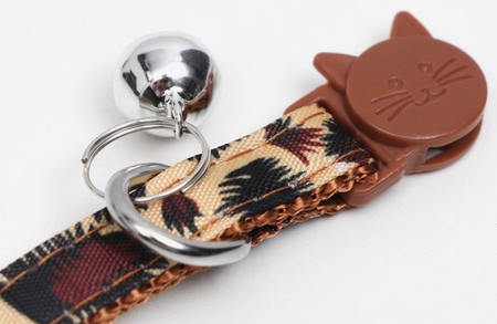 Ошейник кошачий с пряжкой в форме кошки, 26*1 см, бежевый