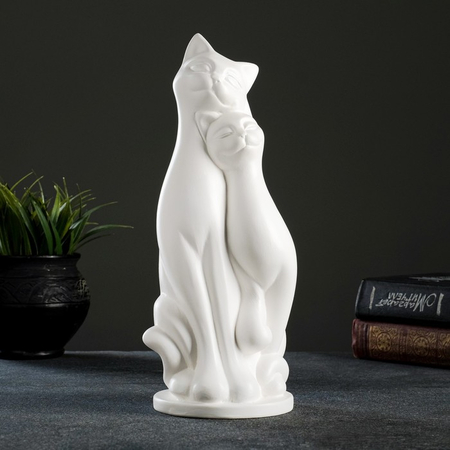 Фигура гипсовая «Пара кошек», 10*27*10 см, белая