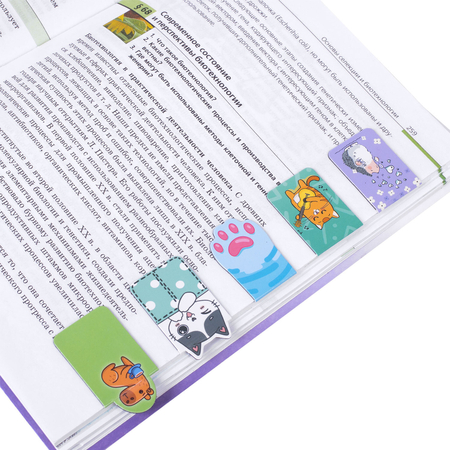 Закладки для книг магнитные Funster, 6 шт., 35*25 мм, «Яркий микс», ассорти