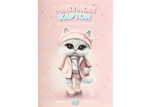 Картон цветной односторонний А4 «Феникс +», 10 цветов, 10 л., мелованный, «Кошечка» Картон цветной односторонний А4 «Феникс +», 10 цветов, 10 л., мелованный, «Кошечка»