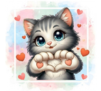 Мини-открытка в букеты «Стильная открытка», 70×70 мм, «Котик с сердцем»
