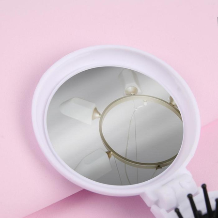 Расчёска массажная складная с зеркальцем «Коты», диаметр 6,5 см, ассорти (цена за 1 шт.)