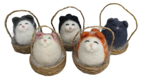 Сувенир из шерсти «Котошарик в корзине» (Ковтун И.В.), 4,5*4,5*6 см, ассорти
