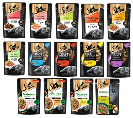 Корм влажный Sheba (для взрослых кошек), 75 г, ассорти Корм влажный Sheba (для взрослых кошек), 75 г, ассорти