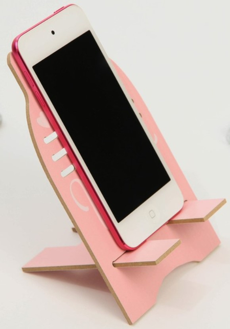 Подставка под телефон деревянная Sima-Land, 16*8 см, Meow, розовая