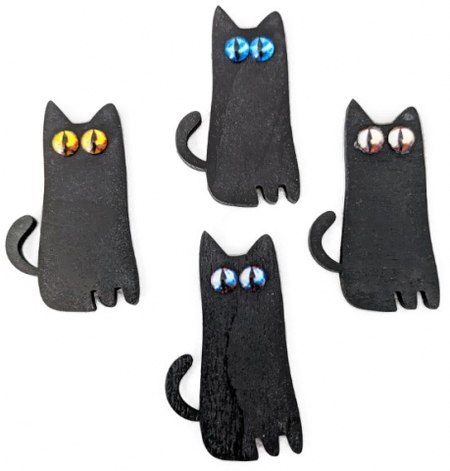 Магнит деревянный «Глазастик» (Марданов А.А.), 7*4 см, черный (цвет глаз — ассорти)