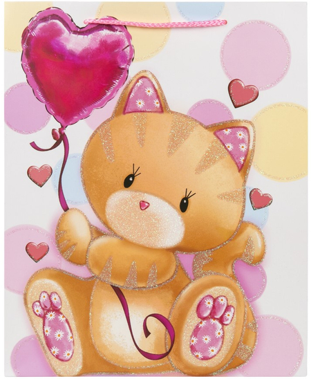 Пакет подарочный «Золотая сказка», 26,5*12,7*33 см, глиттер, Lovely Kitty