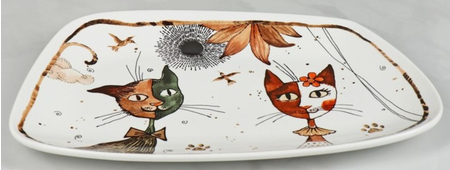 Блюдо сервировочное фарфоровое «Коты-аристократы», 30*18,5*2 см