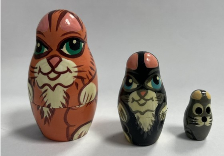 Набор матрешек деревянных, 3 шт., «Коты»