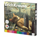 Пластилин «Классический» ErichKrause, 12 цветов, 180 г, со стекой, Big City Cats