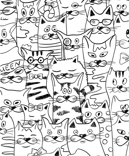 Сумка-шоппер Joy Textile (ткань под лен), 35*37*7 см, «Коллектив котов»