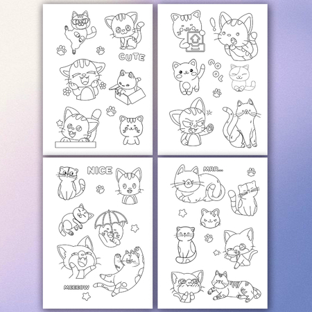 Стикербук-раскраска с наклейками Brauberg «Раскрась и наклей», 8 листов, 120 стикеров, на гребне, «Котики»
