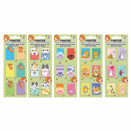 Закладки для книг магнитные Funster, 6 шт., 35*25 мм, «Зверята», ассорти Закладки для книг магнитные Funster, 6 шт., 35*25 мм, «Зверята», ассорти