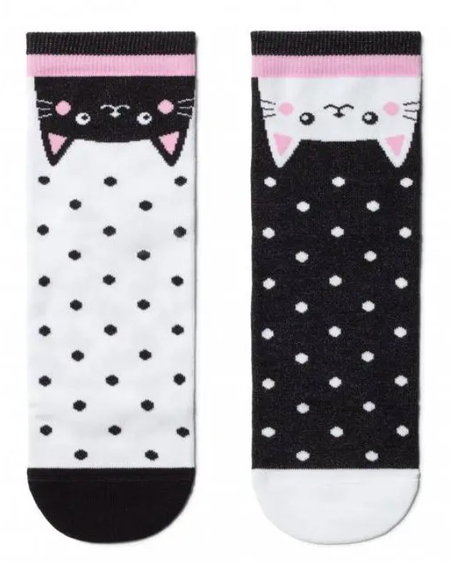 Носки женские Conte Elegant Happy, размер 23-25, черно-белые Носки женские Conte Elegant Happy, размер 23-25, черно-белые