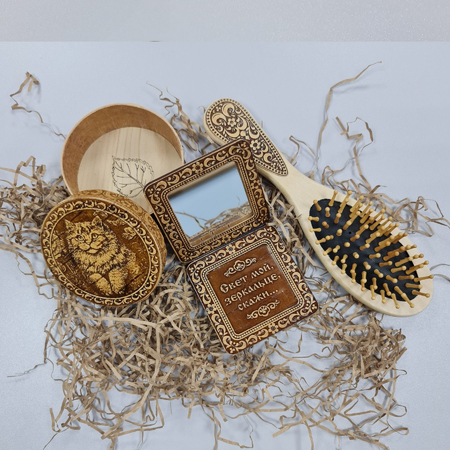 Подарочный набор для женщин из бересты «Кошка», 3 предмета