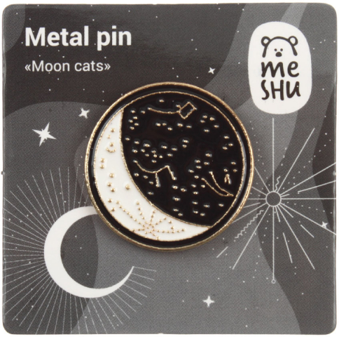 Значок металлический Meshu Moon Сats 1