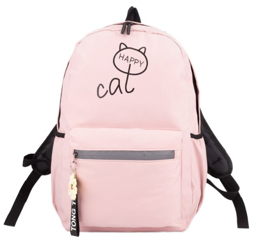 Рюкзак молодежный «Киска» 29×16×42 см, розовый