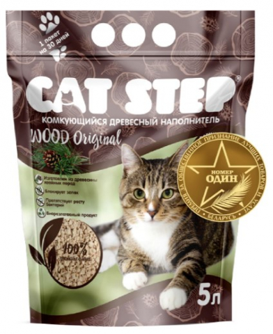 Наполнитель комкующийся древесный Cat Step Wood Original, 5 л/2,3 кг