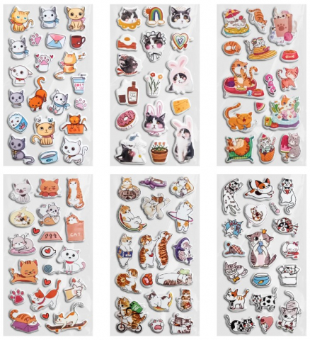 Наклейки зефирные полимерные многоразовые Funster, 18*9,5 см, «Котики», ассорти Наклейки зефирные полимерные многоразовые Funster, 18*9,5 см, «Котики», ассорти