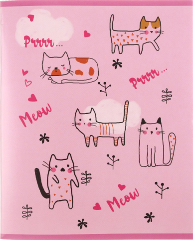 Тетрадь общая А5, 48 л. на скобе №1School Friendly Cats, 163*203 мм, клетка