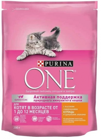 Корм сухой Purina One (для котят), 200 г, «Курица и злаки»