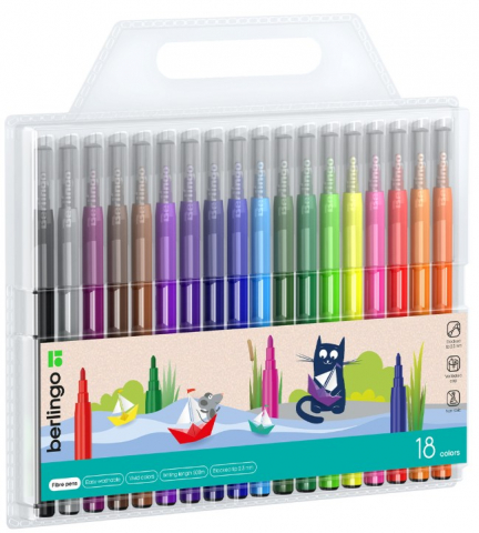 Фломастеры Berlingo «Жил-был кот» 18 цветов, толщина линии 1-2 мм, вентилируемый колпачок Фломастеры Berlingo «Жил-был кот» 18 цветов, толщина линии 1-2 мм, вентилируемый колпачок