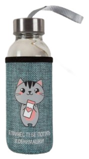 Бутылка стеклянная в чехле Sima-Land, 350 мл, «Котик»