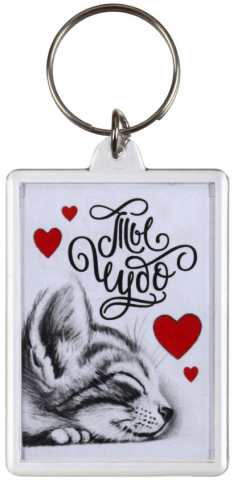 Брелок акриловый «Котенька. Ты чудо», 5*3,5 см