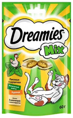 Лакомство для кошек Dreamies (для взрослых кошек) 60 г, «Курица, кошачья мята» Лакомство для кошек Dreamies (для взрослых кошек) 60 г, «Курица, кошачья мята»