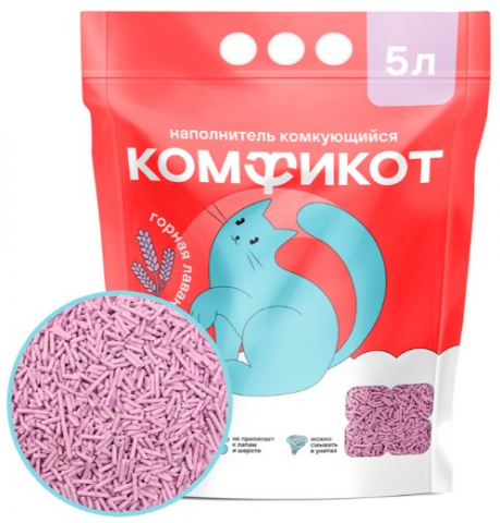 Наполнитель комкующийся «Комфикот» Tofu 5 л (2,3 кг), «Лаванда»