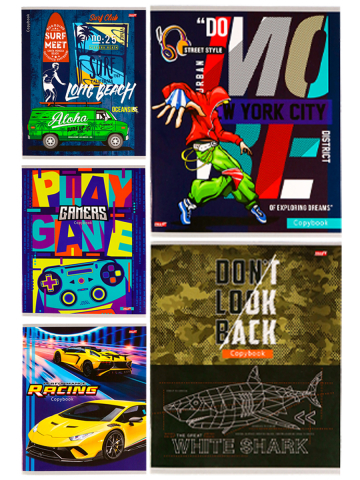 Тетрадь общая А5, 48 л. на скобе «Микс-6083», 163*202 мм, клетка, ассорти